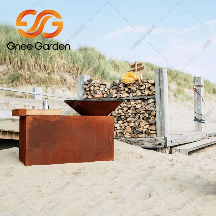 corten steel Rectangular camping fire pit grill corten steel Rectangular camping fire pit grill