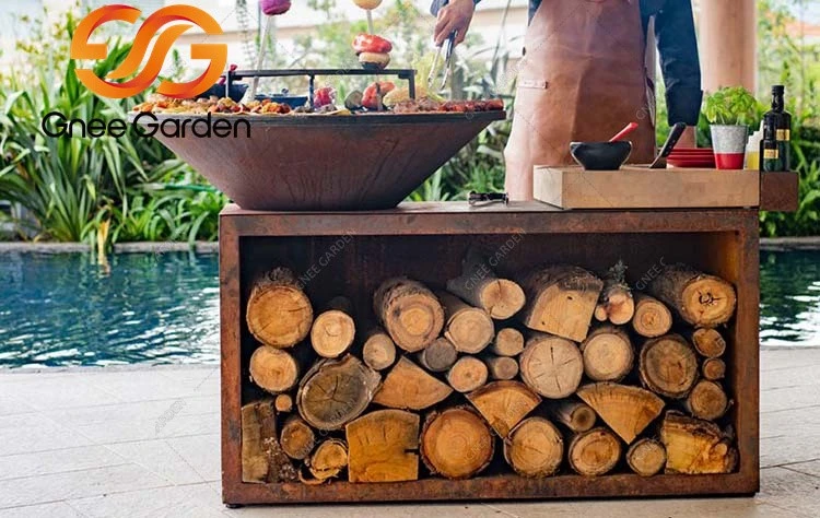 corten steel Rectangular camping fire pit grill corten steel Rectangular camping fire pit grill