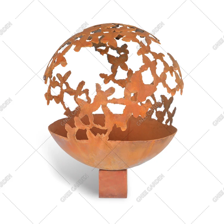Outdoor Decoration Corten Steel Fire Sphere Round Steel Fire Pit Fire Bowl 1 Outdoor Decoration Corten Steel Fire Sphere Round Steel Fire Pit Fire Bowl 1