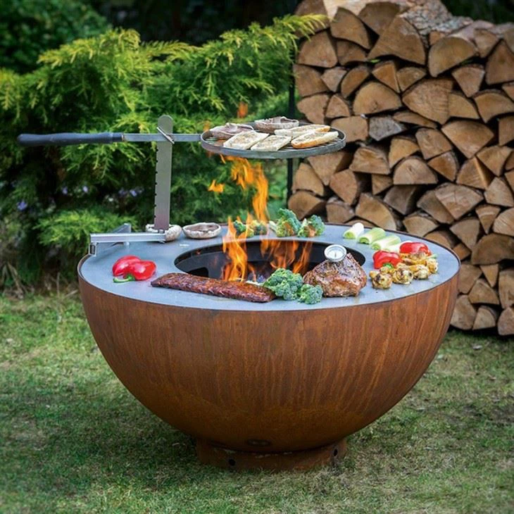 Corten Steel Barbecue Grill-with optional grid