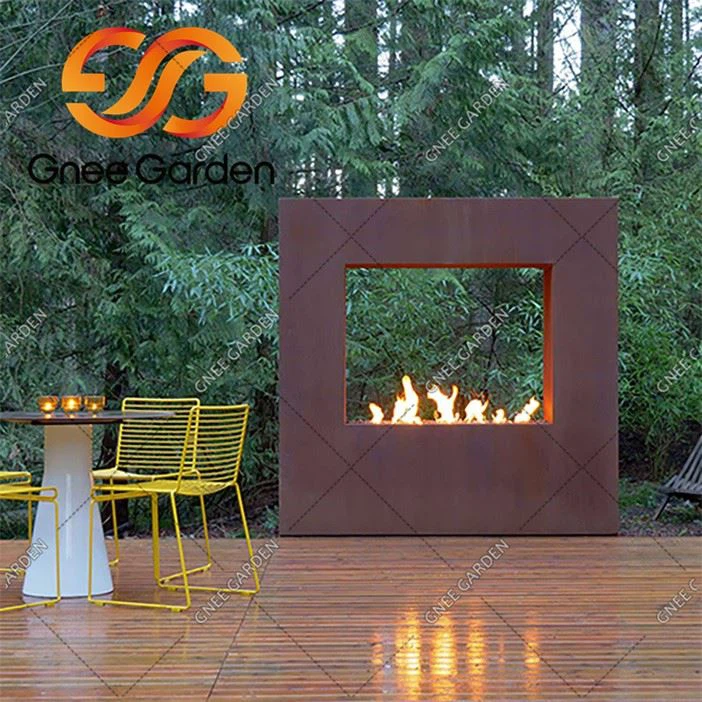 Corten Steel outdoor fireplace(2)