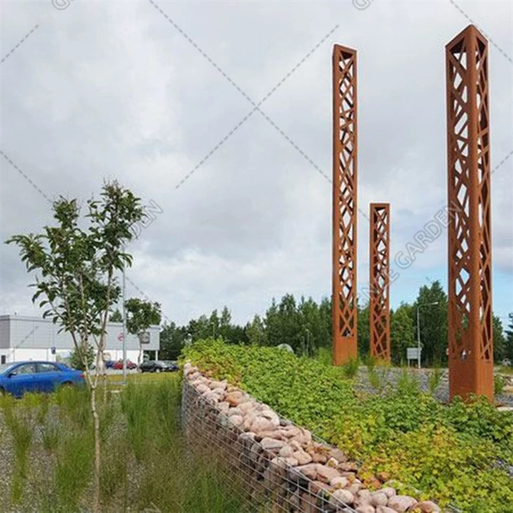 Corten Steel Rust Colour Bollard Lights For Garden