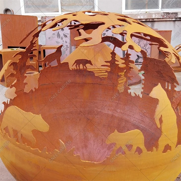 Customized Corten Steel Fire Ball Garden Fire Ball