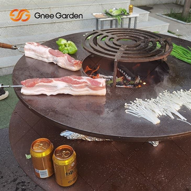 Round Corten Steel BBQ Grill