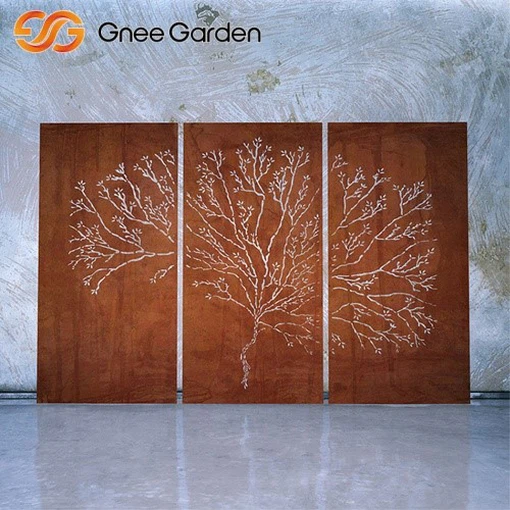 Decorative Corten metal tree pattern garden screen Decorative Corten metal tree pattern garden screen