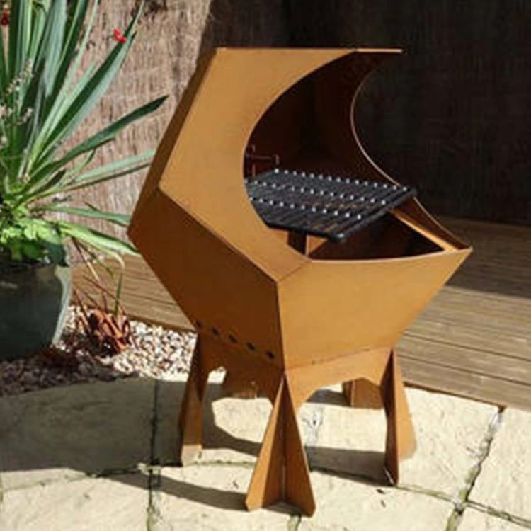 Wood Fired Barbecue BBQ Plancha Grill Acier Corten Steel Wood Fired Barbecue BBQ Plancha Grill Acier Corten Steel
